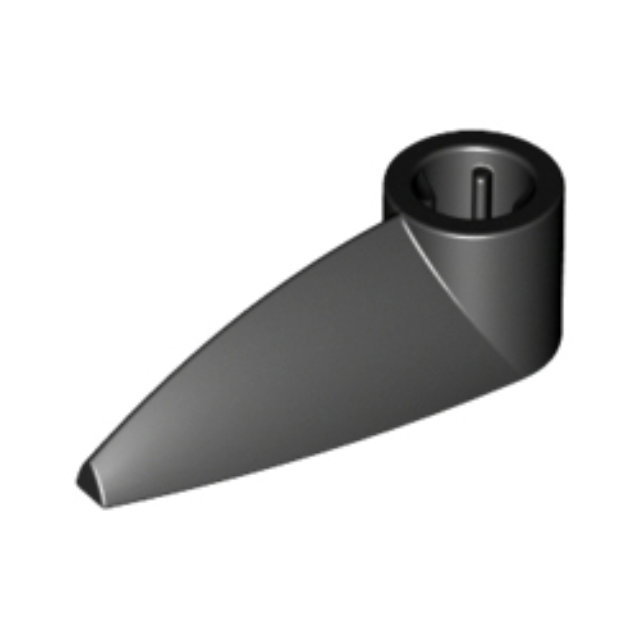 Black Bionicle 1 x 3 Tooth with Axle Hole (Bohrok Eye)