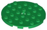Green Plate, Round 6 x 6 with Hole