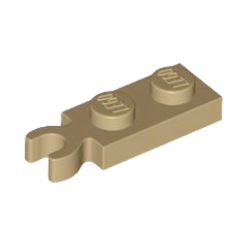 Dark Tan Plate, Modified 1 x 2 with Clip on End (Vertical Grip)