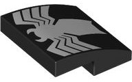 Black Slope, Curved 2 x 2 x 2/3 with White Spider Pattern