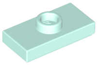 Light Aqua Plate, Modified 1 x 2 with 1 Stud with Groove and Bottom Stud Holder (Jumper)