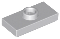Light Bluish Gray Plate, Modified 1 x 2 with 1 Stud with Groove and Bottom Stud Holder (Jumper)