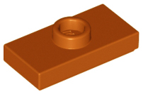 Dark Orange Plate, Modified 1 x 2 with 1 Stud with Groove and Bottom Stud Holder (Jumper)