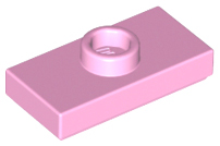 Bright Pink Plate, Modified 1 x 2 with 1 Stud with Groove and Bottom Stud Holder (Jumper)