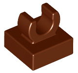 Reddish Brown Tile, Modified 1 x 1 with Open O Clip