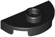 Black Plate, Round 1 x 2 Half with 1 Stud (Jumper)