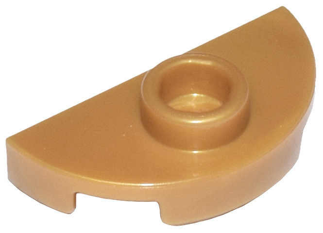 Pearl Gold Plate, Round 1 x 2 Half with 1 Stud (Jumper)