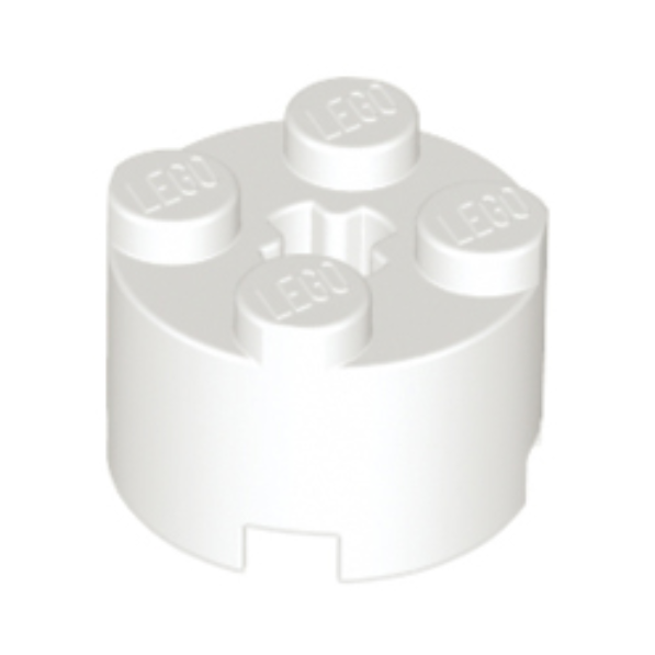 White Brick, Round 2 x 2 with Axle Hole