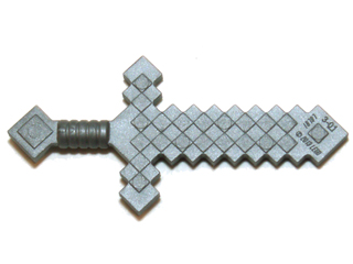 Flat Silver Minifigure, Weapon Sword Pixelated (Minecraft)