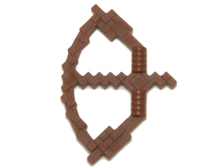 Reddish Brown Minifigure, Weapon Bow, Pixelated with Arrow Drawn (Minecraft)