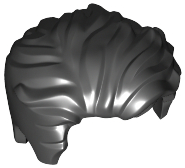 Black Minifigure, Hair Swept Left Tousled with Slight Widow's Peak and Short Sideburns