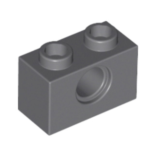 Dark Bluish Gray Technic, Brick 1 x 2 with Hole