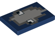 Dark Blue Tile 2 x 3 with Minecraft Squid Face Pattern