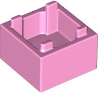 Bright Pink Container, Box 2 x 2 x 1 - Top Opening with Raised Inner Bottom