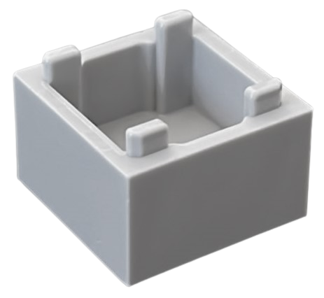 Light Bluish Gray Container, Box 2 x 2 x 1 - Top Opening with Raised Inner Bottom