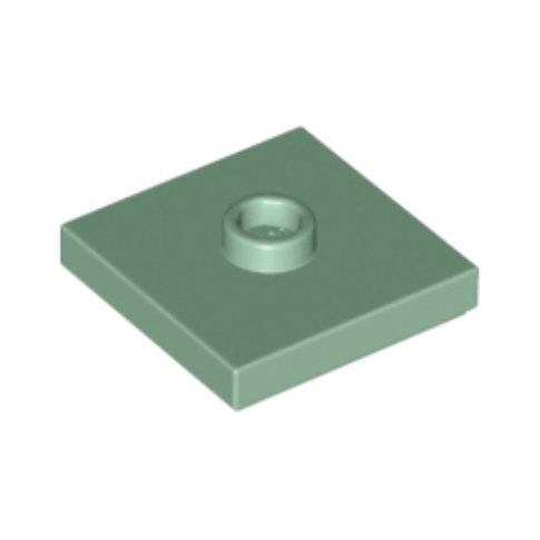 Sand Green Plate, Modified 2 x 2 with Groove and 1 Stud in Center (Jumper)