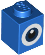 Blue Brick 1 x 1 with Dark Blue and White Eye with Black Pupil Pattern (Super Mario Penguin)