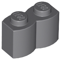 Dark Bluish Gray Brick, Modified 1 x 2 with Log Profile