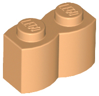 Medium Nougat Brick, Modified 1 x 2 with Log Profile