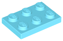 Medium Azure Plate 2 x 3