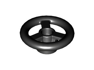 Black Vehicle, Steering Wheel Small, 2 Studs Diameter