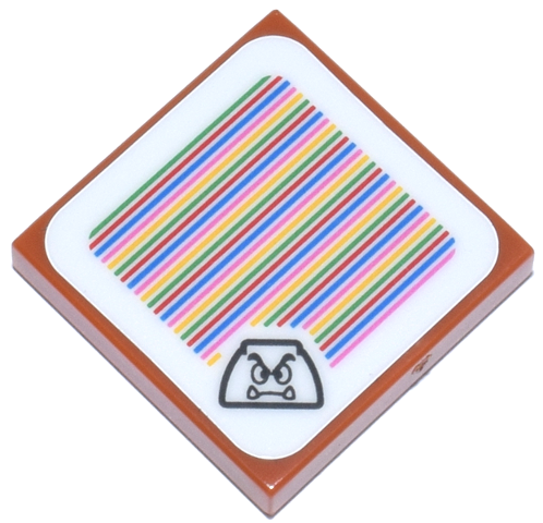 Dark Orange Tile 2 x 2 with Super Mario Scanner Code Goomba Pattern (Sticker) - Sets 71360 / 71365 / 71367 / 71368 / 71377 / 71380 / 71383 / 71391 / 71404 / 71408 / 71412 / 71415 / 71418 / 71427 / 71430 / 71433 / 71437 / 71439