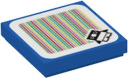 Blue Tile 2 x 2 with Super Mario Scanner Code Baby Penguin Pattern (Sticker) - Sets 71402 / 71417 / 71430