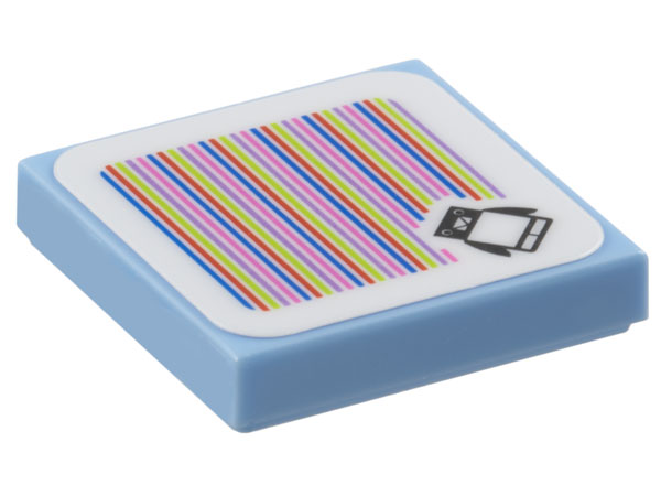 Bright Light Blue Tile 2 x 2 with Super Mario Scanner Code Penguin Pattern (Sticker) - Set 71430