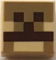 Tan Tile 1 x 1 with Pixelated Dark Brown and Dark Tan Pattern (Minecraft Camel Nose and Mouth)