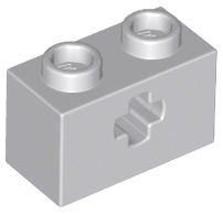 Light Bluish Gray Technic, Brick 1 x 2 with Axle Hole