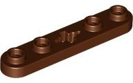 Reddish Brown Technic, Plate 1 x 5 with Smooth Ends, 4 Studs and Center Axle Hole