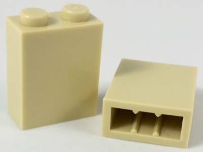 Tan Brick 1 x 2 x 2 with Inside Stud Holder