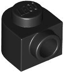 Black Brick, Round 1 x 1 x 2/3 Half Circle Extended with Stud on Side