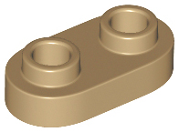 Dark Tan Plate, Round 1 x 2 with Open Studs