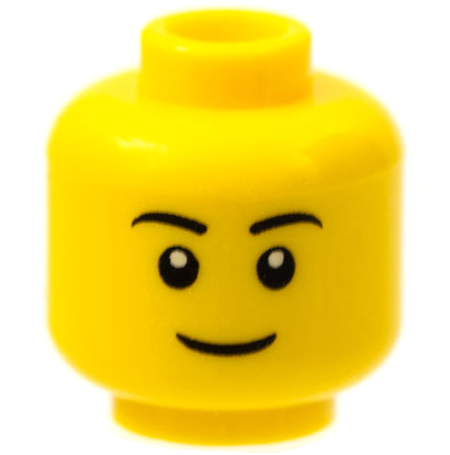 Yellow Minifigure, Head Black Eyebrows, Thin Grin, Black Eyes with White Pupils Pattern