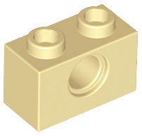 Tan Technic, Brick 1 x 2 with Hole