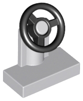 Light Bluish Gray Vehicle, Steering Stand 1 x 2 with Black Steering Wheel