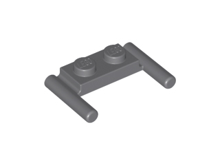 Dark Bluish Gray Plate, Modified 1 x 2 with Bar Handles - Flat Ends, Low Attachment