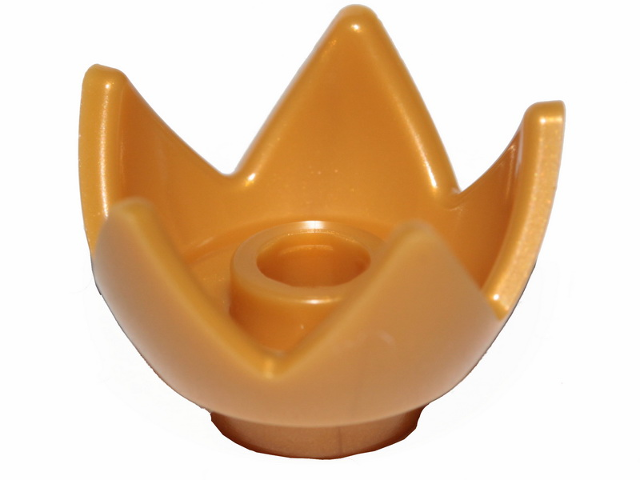 Pearl Gold Minifigure, Headgear Crown Eggshell with 5 Points and Center Stud