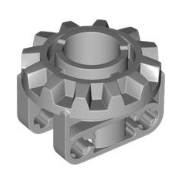 Light Bluish Gray Technic, Gear 12 Tooth Bevel with Large Rotation Joint Pin Hole and Axle Holes