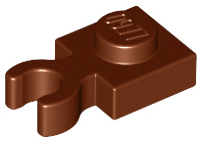 Reddish Brown Plate, Modified 1 x 1 with Open O Clip Thick (Vertical Grip)