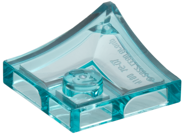 Trans-Light Blue Arch 2 x 2 Inverted Corner with Recessed Stud