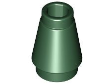 Dark Green Cone 1 x 1 with Top Groove