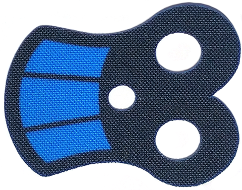 Blue Minifigure Armor Pauldron Cloth with Black Neck, Concave Top and Sides, and 2 Thick Black Stripes Pattern Sealed