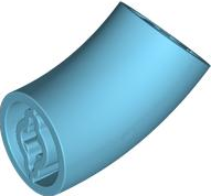 Medium Azure Brick, Round 2 x 2 D. 45 degrees Elbow (27.7mm Standing Height)