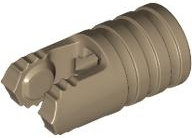 Dark Tan Hinge Cylinder 1 x 2 Locking with 2 Fingers and Axle Hole on Ends without Slots