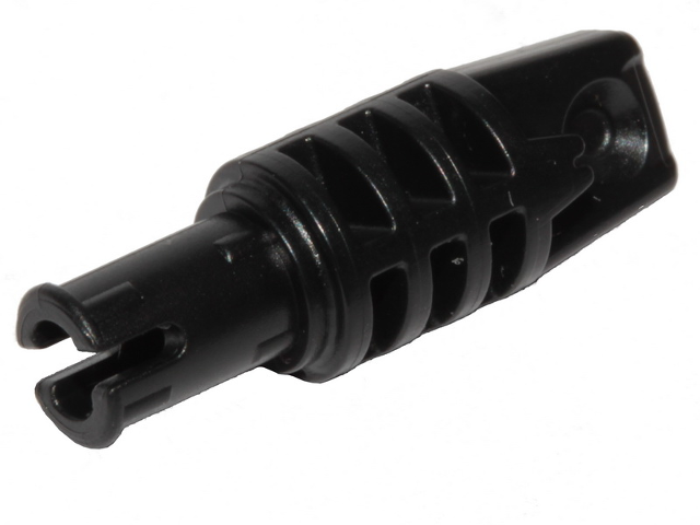 Black Hinge Cylinder 1 x 3 Locking with 1 Finger and Pin with Squared Hole and Friction Ridges on Ends