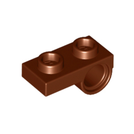 Reddish Brown Plate, Modified 1 x 2 with Pin Hole on Bottom