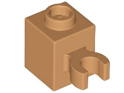 Medium Nougat Brick, Modified 1 x 1 with Open O Clip (Vertical Grip) - Hollow Stud