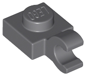Dark Bluish Gray Plate, Modified 1 x 1 with Open O Clip (Horizontal Grip)